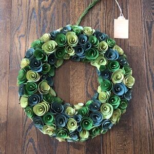 Farmhouse St. Patrick’s Day & Green/Blue Woodchip Rose 17” Rustic Wreath - NEW!